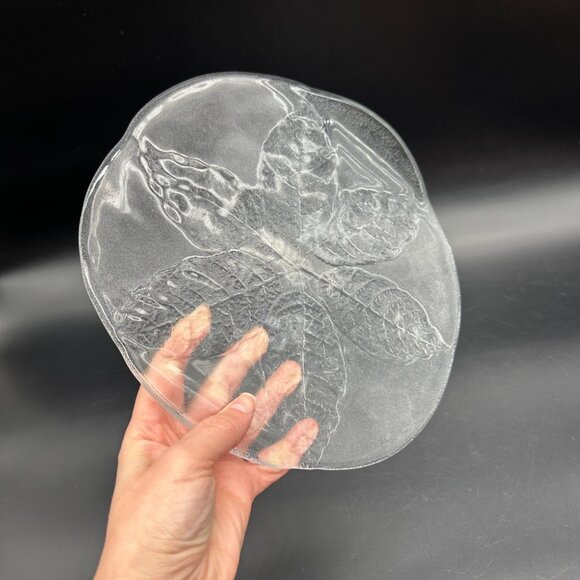 Vintage Kosta Boda Party Glass Serving Plate Leaf Sweden Clear Autumn Fall Decor - Picture 5 of 9